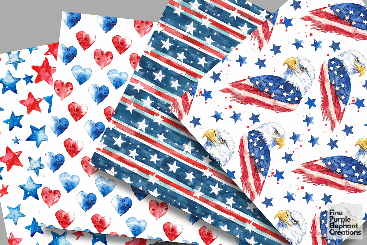 4th of July Watercolor Independence, a Pattern Graphic by Fine Purple Elephant (Photo 3 of 5)
