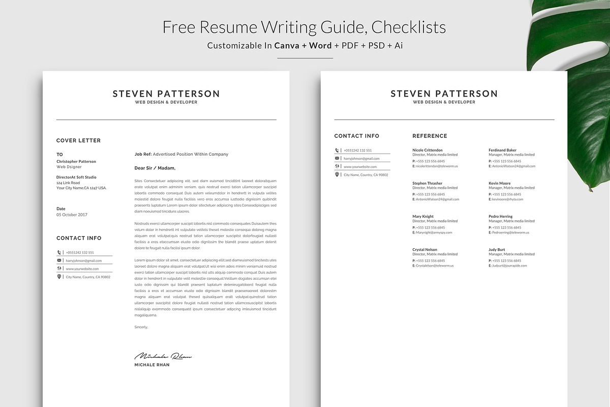 Resume / CV Template | Canva & Word, a Resume Template by CreativeZoom (Photo 3 of 8)