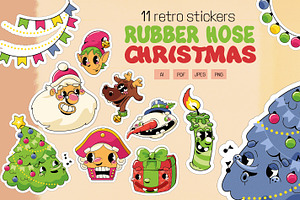 Retro Christmas 11 Sticker Set