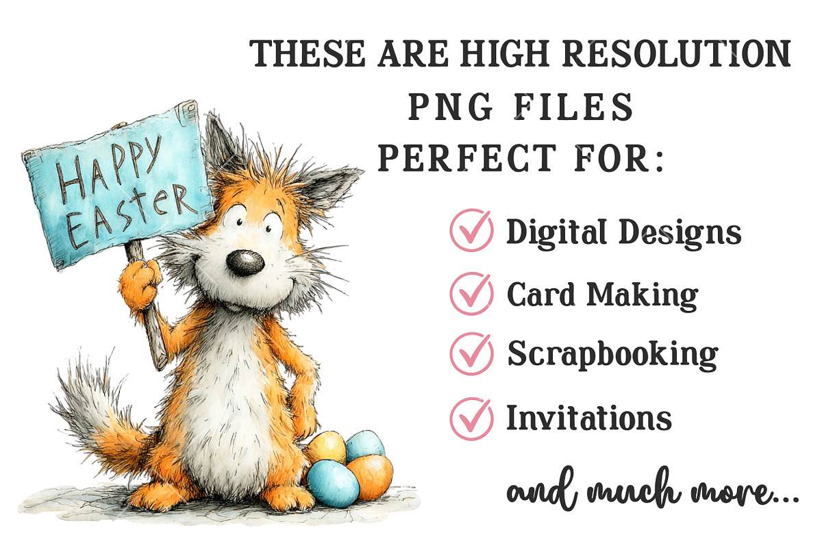 Whimsical Funny Easter Fox Clipart, an Illustration by OK Design (Photo 5 of 6)