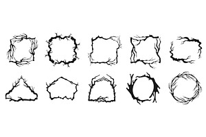 Twig frames border with frame, an Illustration by winwin.art