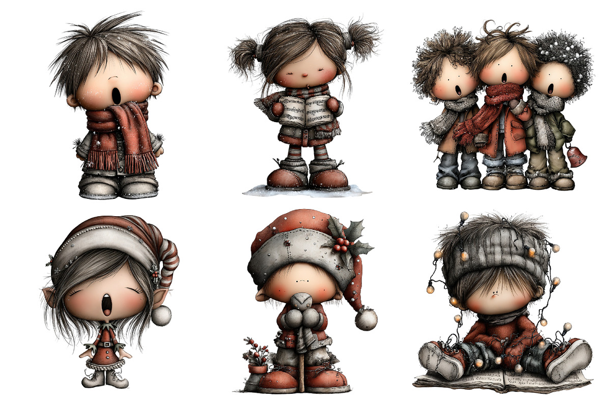 Quirky Christmas Kids Caroling Clipa, an Illustration by Daily.Designs (Photo 4 of 5)