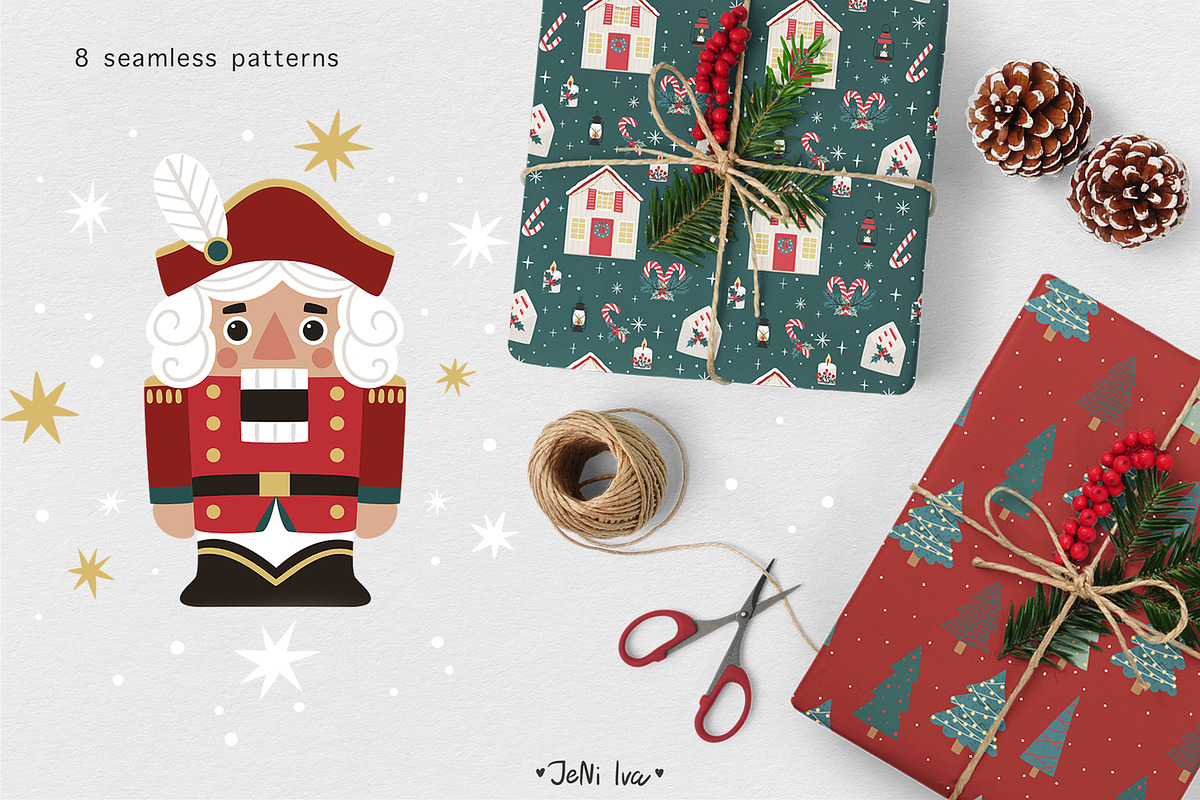 Santa & Nutcracker Christmas Clipart, a Decorative Illustration by Jenny Quince (Photo 8 of 12)