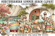 Mediterranean Summer Beach Clipart, an Illustration by OK Design (Thumbnail 1 of 6)