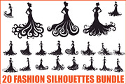 Stylish Gown Silhouette Set, an Illustration by yasushie (Thumbnail 1 of 21)