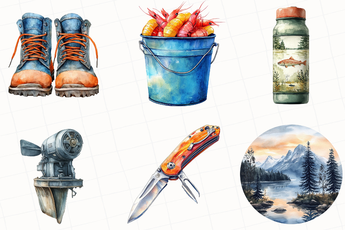 Fisherman Aesthetic Clipart, an Illustration by OK Design (Photo 5 of 5)