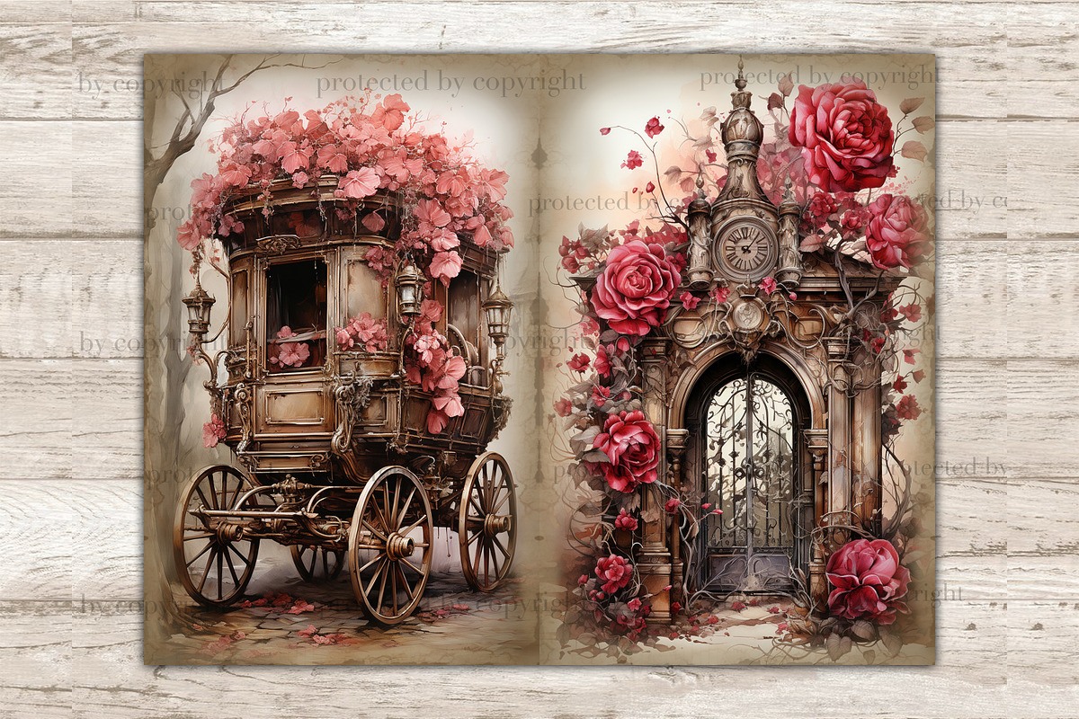 Victorian Valentine Day Junk Journal, a Decorative Illustration by GlamArtZhanna (Photo 4 of 9)