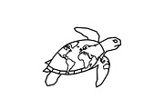 World Map Sea Turtle Bundle, an Illustration by Gaye Art (Thumbnail 4 of 31)