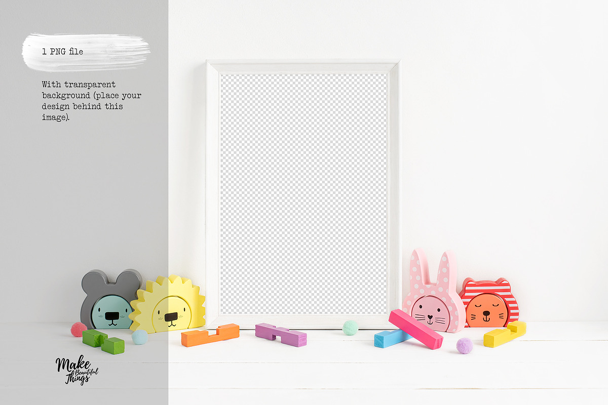 Nursery A4 Frame Mockup, a Print Template by Make Beautiful Things (Photo 4 of 6)
