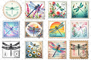 Dragonfly Postage Stamps Clipart, an Illustration by Dream Creation (Thumbnail 3 of 4)