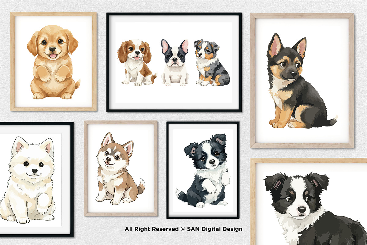 15 Bundle Watercolor Cute Puppy Dog, an Animal Illustration by Morspective (Photo 4 of 8)