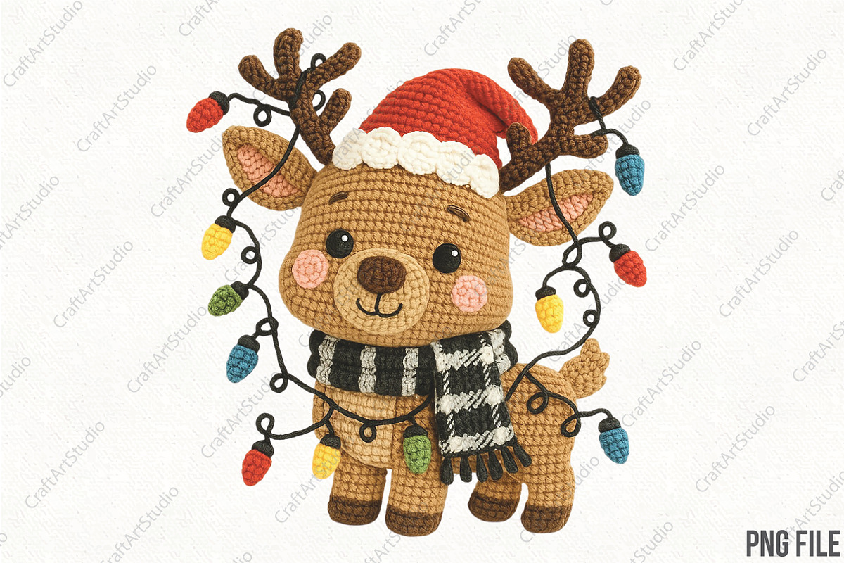 Reindeer Crochet Christmas Santa PNG, an Illustration by CraftArtStudio (Photo 1 of 4)