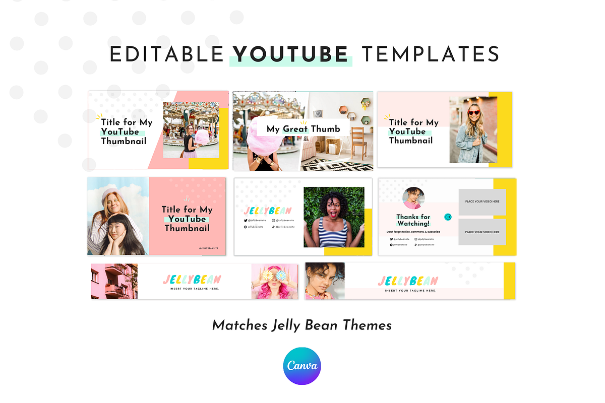 Colorful YouTube Branding Kit Canva, a Social Media Template by ltsdesigns (Photo 1 of 6)