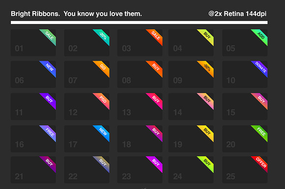 Hidpi Bright Ribbon Set Psd preview 2