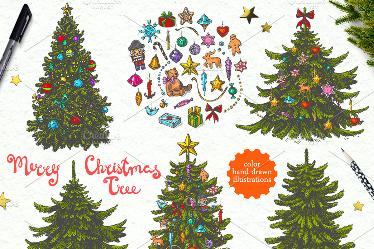 Vector set Christmas Tree, an Illustration by AnnieDove (Photo 5 of 6)