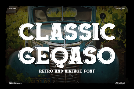Classic Geqaso - Retro Slab Font, a Slab Serif Font by QR Design Studio