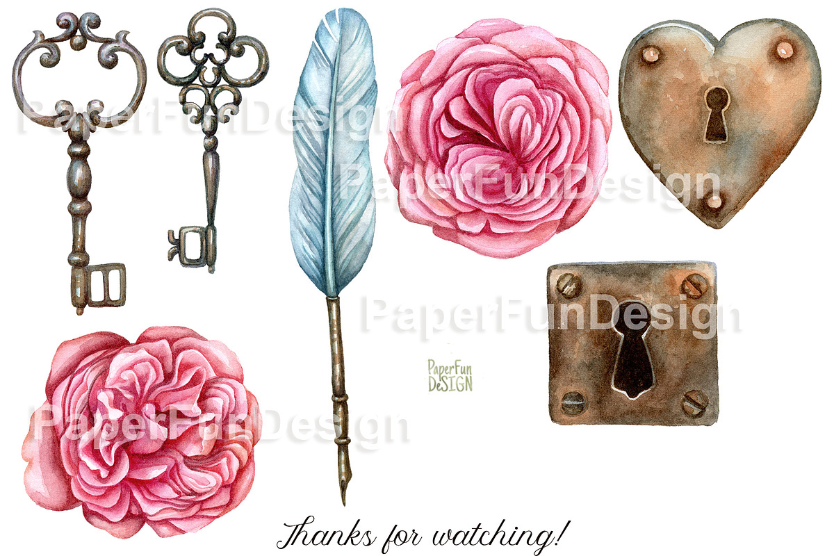 Vintage watercolor clipart, an Illustration by Mary (Photo 3 of 3)