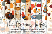 Thanksgiving Turkey Seamless, an Illustration by Mashimara (Thumbnail 1 of 4)