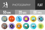 50 Photography Flat Shadowed Icons
