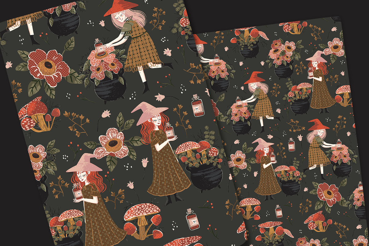 Cute Witch Pattern, a Pattern Graphic by Lady Bruniere Design (Photo 4 of 8)