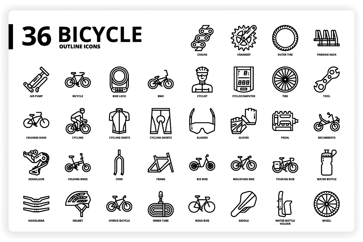 3,600 Icons x3 Styles, an Outline Icon by monkik (Photo 40 of 299)