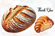 Bread Watercolor Cliparts, an Illustration by RobertsArt (Thumbnail 7 of 7)