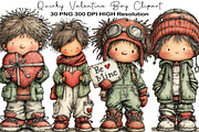 Quirky Valentine Boy Clipart, an Illustration by Black Bird Studio (Thumbnail 1 of 6)