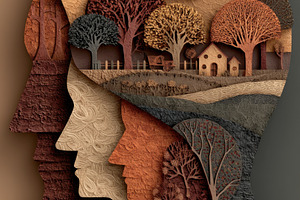 Layered Paper Art Illustration of Human Profiles with Forest Lan, a Food & Drink Photo by José Manuel Gelpi