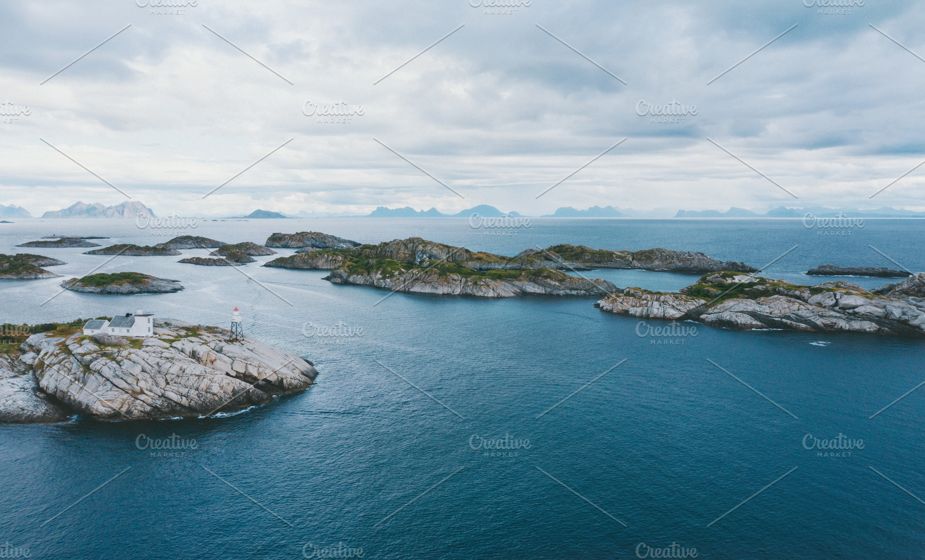 Lighthouse and island ocean aerial v, a Nature Photo by e v e r s t