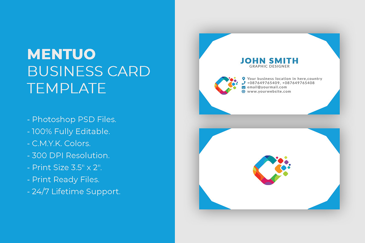 MENTUO Business Card Template, a Business Card Template by Dueza.Com