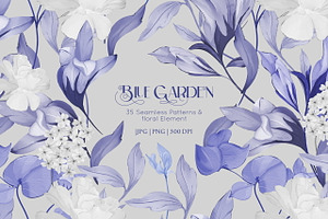 Blue Garden Floral Pattern