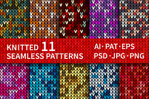 11 Knitted Seamless Patterns Preset, a Pattern Graphic by Juksy