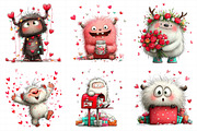 Watercolor Valentine Cute Yeti Clipa, an Illustration by Daily.Designs (Thumbnail 4 of 7)