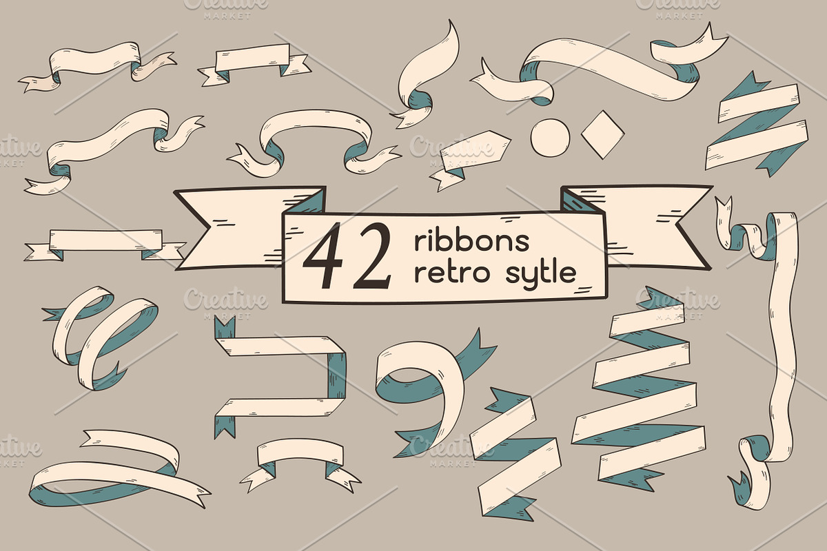 Ribbon sketch retro style, an Object Graphic by Smiley Creative (Photo 1 of 4)