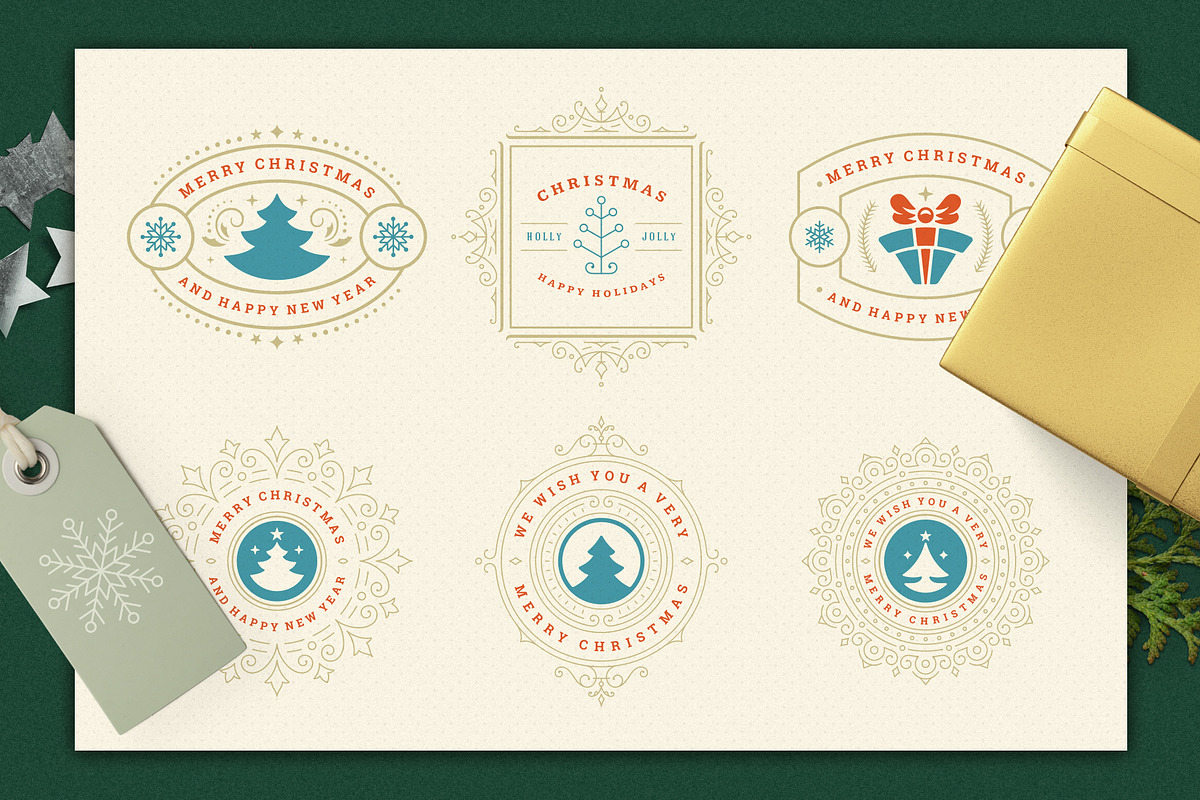 Christmas Retro Design Bundle, a Decorative Illustration by Vasya Kobelev (Photo 7 of 11)