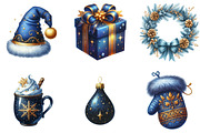 Blue and Gold Christmas Clipart, an Illustration by DreamArtGraphic (Thumbnail 2 of 5)