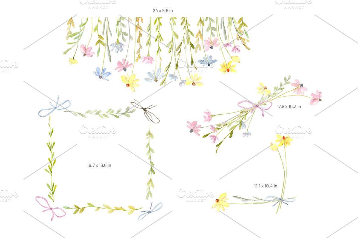 Watercolor Hand-painted Wildflowers, a Decorative Illustration by GraphicsDish (Photo 4 of 5)
