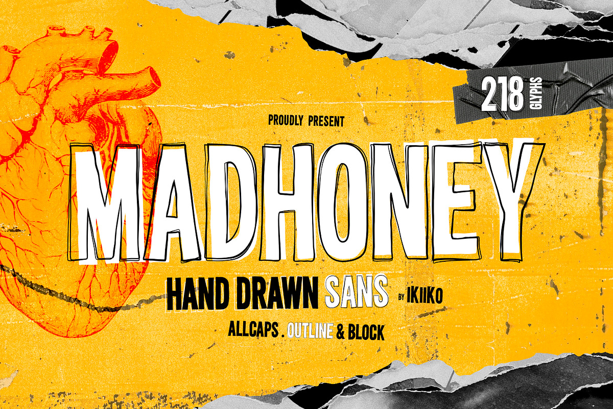 Madhoney - Hand Drawn Sans, a Handwritten Font by ikiiko (Photo 1 of 7)