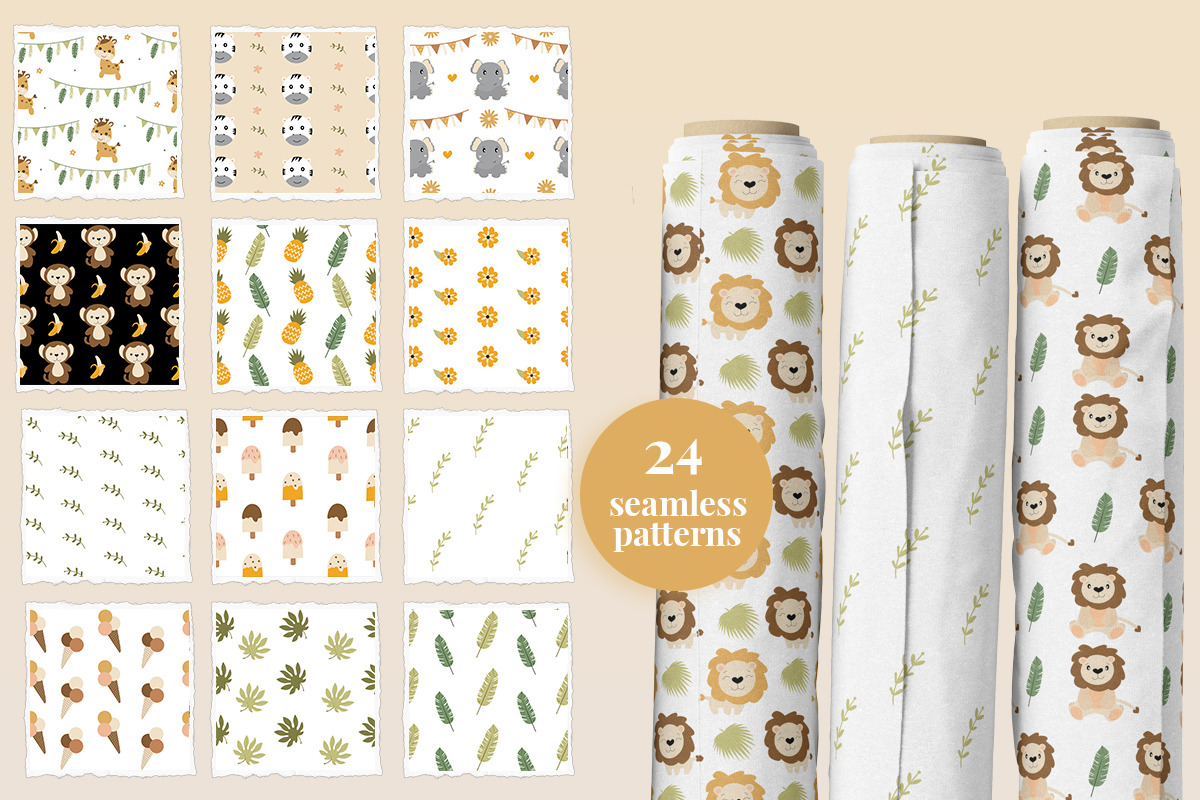 Baby Animals Clipart & Patterns, an Animal Illustration by JT_Design_Art (Photo 3 of 10)