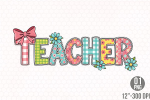 Pink Heart Bow Teacher Patch PNG, an Illustration by Designking