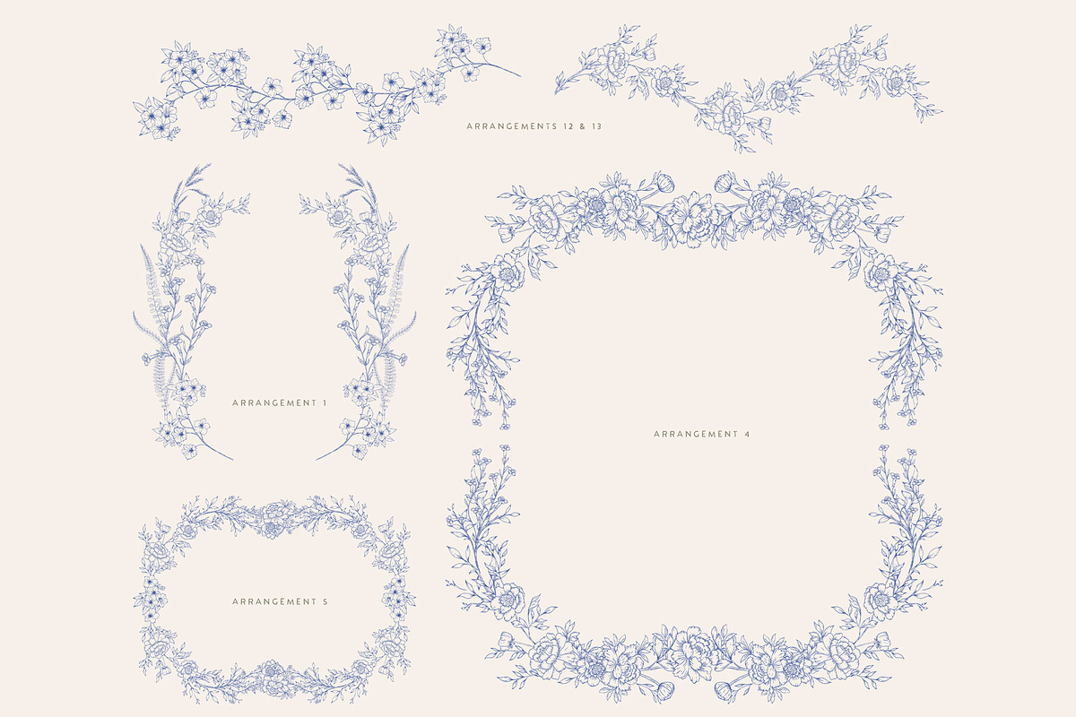 Rustic Chinoiserie Floral Pack, a Decorative Illustration by AW Studios (Photo 6 of 10)