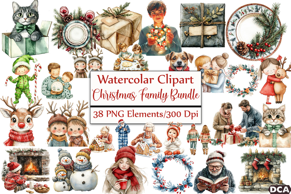 Christmas Family Bundle, an Illustration by DreamCafeArt (Photo 1 of 7)