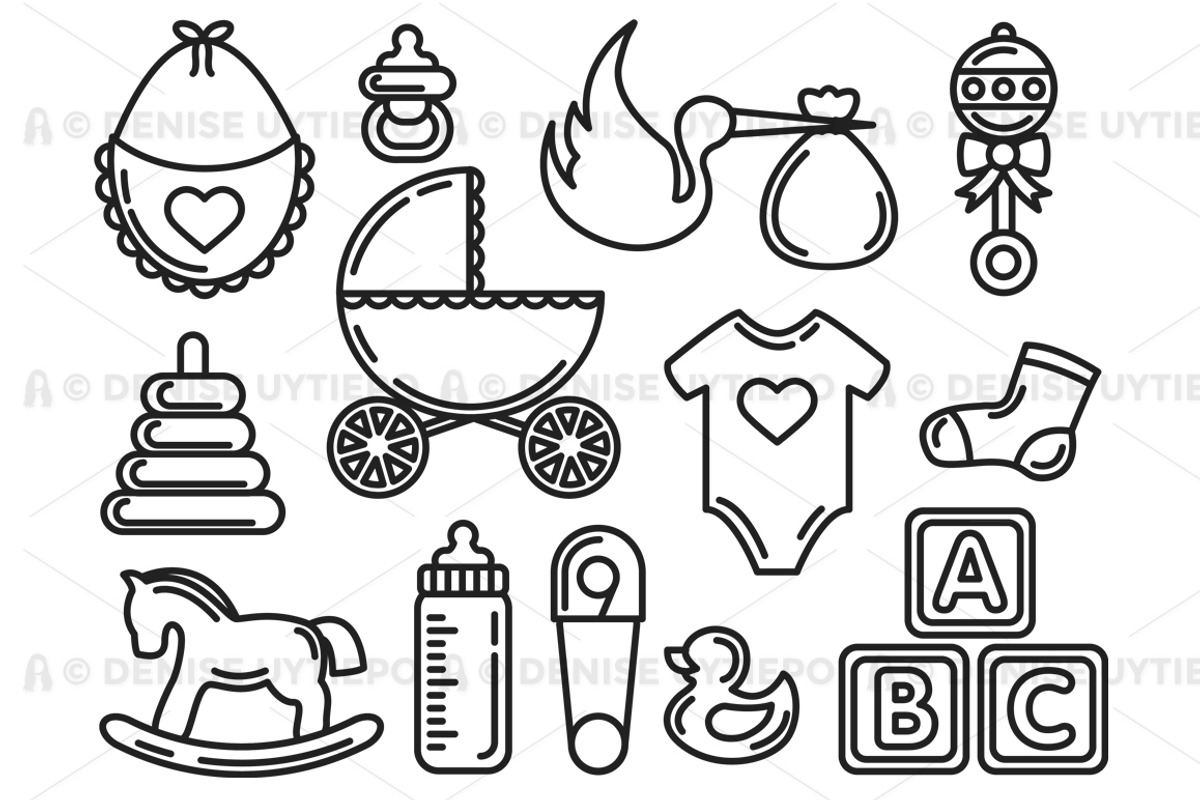 Baby Set Outlined & Colored preview 4