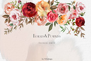 Florals & Pumpkins Fall Clip Art, a Decorative Illustration by whiteheartdesign (Thumbnail 5 of 14)