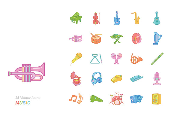 Music Color Vector Icons