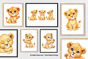 15 Bundle Watercolor Cute Lion Wild, an Animal Illustration by Morspective (Thumbnail 4 of 8)