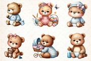 Watercolor Baby Bear Clipart, an Illustration by DreamCafeArt (Thumbnail 4 of 6)