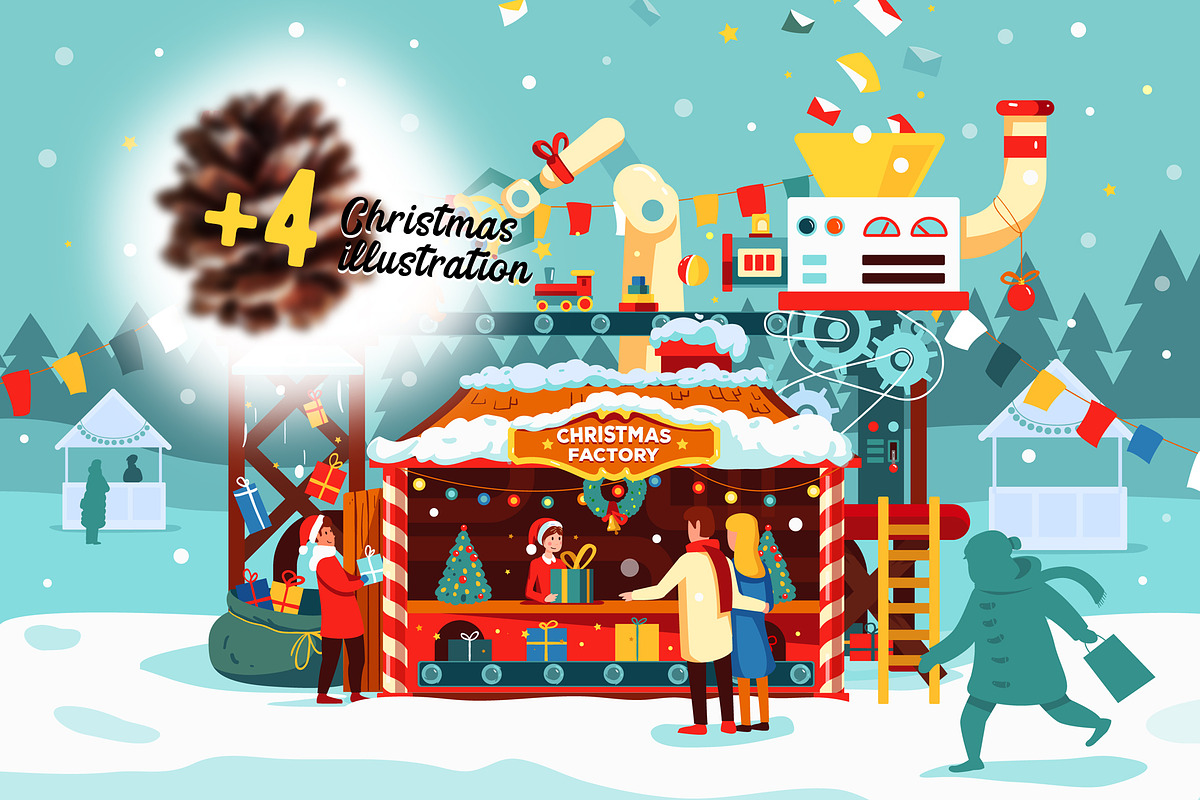 Merry Christmas cards, gift factory, a Person Illustration by WalnutBird (Photo 4 of 4)