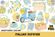 Italian Summer Clipart Bundle 28 PNG, a Decorative Illustration by Eyestudio (Thumbnail 1 of 5)
