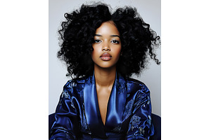 Young african female in blue silk, a Beauty & Fashion Photo by Lermont51